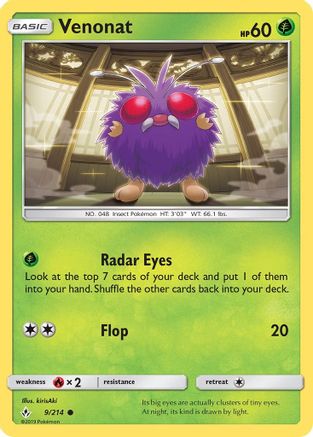 Venonat (9) 009  - Reverse Holofoil SM  Unbroken Bonds - Common