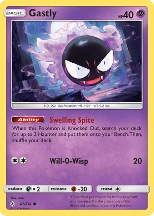 Gastly (67) 067/214  - Reverse Holofoil SM  Unbroken Bonds - Common