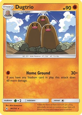 Dugtrio 086  - Reverse Holofoil SM  Unbroken Bonds - Rare