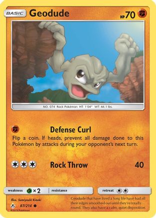 Geodude 087/214  - Reverse Holofoil SM  Unbroken Bonds - Common