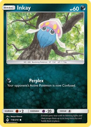 Inkay 118/214  - Reverse Holofoil SM  Unbroken Bonds - Common