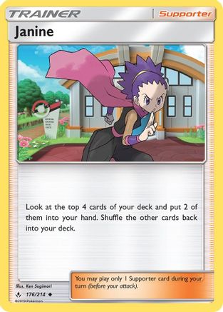 Janine 176/214  - Reverse Holofoil SM  Unbroken Bonds - Uncommon