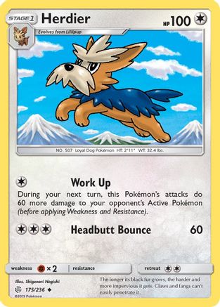 Herdier 175  - Reverse Holofoil SM  Cosmic Eclipse - Uncommon
