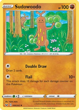 Sudowoodo 100/202  - Reverse Holofoil SWSH01 Sword & Shield Base Set - Uncommon