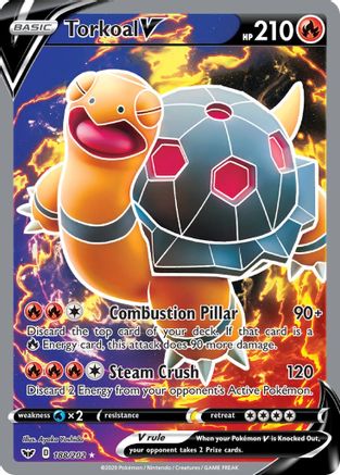 Torkoal V (Full Art) 188/202  - Holofoil SWSH01 Sword & Shield Base Set - Ultra Rare