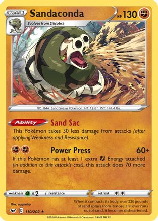 Sandaconda (110) 110/202  - Reverse Holofoil SWSH01 Sword & Shield Base Set - Holo Rare