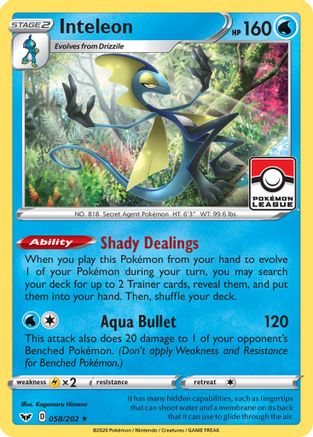 Inteleon - 058/202 (Pokemon League) [PR - 058/202]