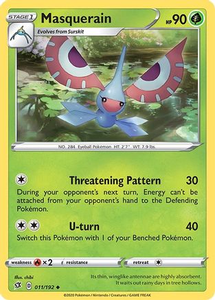 Masquerain 011/192  - Reverse Holofoil SWSH02 Rebel Clash - Uncommon
