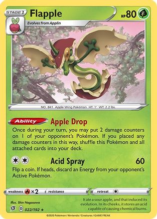 Flapple 022/192  - Holofoil SWSH02 Rebel Clash - Holo Rare