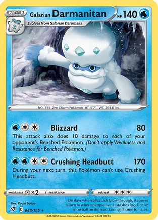 Galarian Darmanitan 048/192  SWSH02 Rebel Clash - Rare