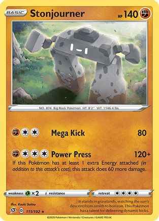 Stonjourner 111/192  - Holofoil SWSH02 Rebel Clash - Holo Rare