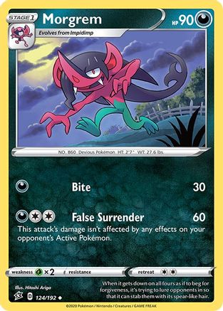 Morgrem 124/192  - Reverse Holofoil SWSH02 Rebel Clash - Uncommon