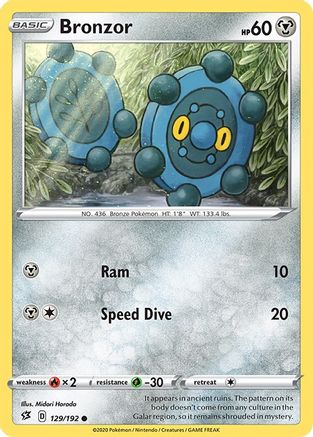 Bronzor 129/192  - Reverse Holofoil SWSH02 Rebel Clash - Common