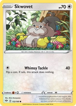 Skwovet 152/189  SWSH03 Darkness Ablaze - Common
