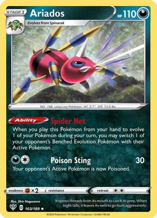 Ariados 103/189  SWSH03 Darkness Ablaze - Uncommon
