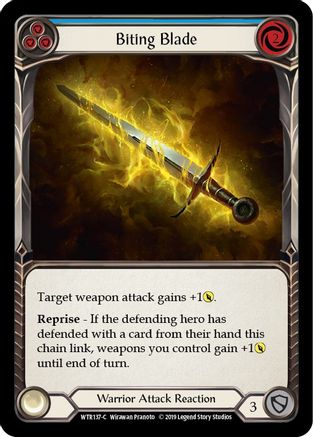 Biting Blade (Blue) (WTR137) - Welcome to Rathe 1st Edition Rainbow Foil