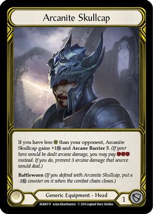 Arcanite Skullcap (Golden) - FAB007 (FAB007) - Flesh and Blood: Promo Cards 1st Edition Cold Foil