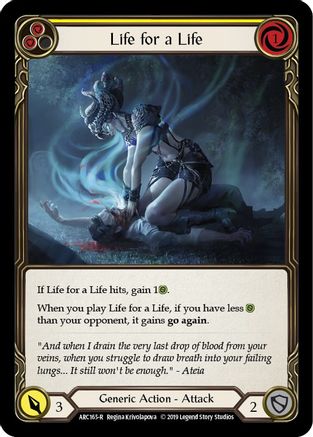 Life for a Life (Yellow) (ARC165) - Arcane Rising 1st Edition Rainbow Foil