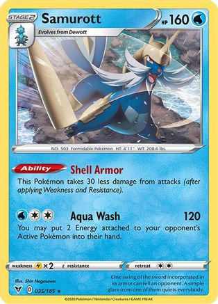 Samurott 035/185  - Reverse Holofoil SWSH04 Vivid Voltage - Rare