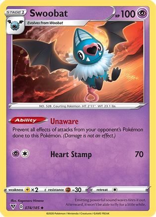 Swoobat 074/185  SWSH04 Vivid Voltage - Uncommon