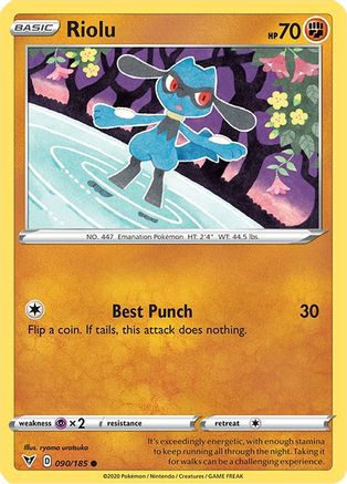 Riolu 090/185  - Reverse Holofoil SWSH04 Vivid Voltage - Common