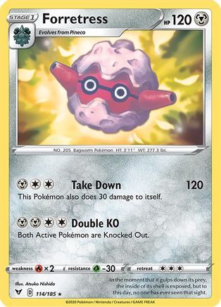 Forretress 114/185  - Reverse Holofoil SWSH04 Vivid Voltage - Rare