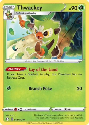 Thwackey 012/072  - Reverse Holofoil Shining Fates - Uncommon