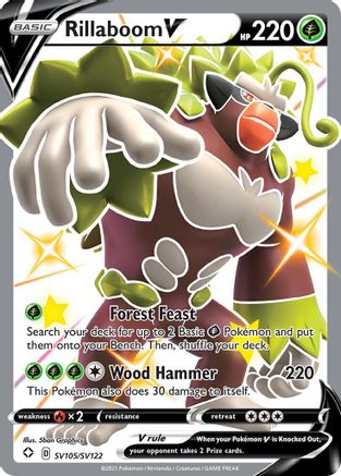 Rillaboom V SV105/SV122  - Holofoil Shining Fates Shiny Vault - Shiny Holo Rare