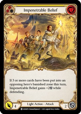 Impenetrable Belief (Yellow) (MON076) - Monarch 1st Edition Rainbow Foil