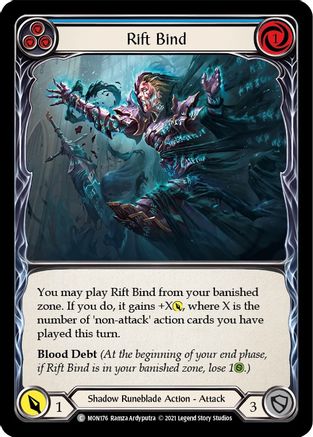 Rift Bind (Blue) (MON176) - Monarch 1st Edition Rainbow Foil