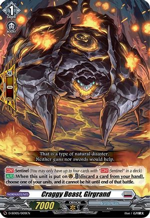 Craggy Beast, Girgrand (D-SD05/009EN) - D-SD05: Tomari Seto -Aurora Valkyrie-