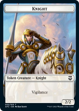 Knight // Saproling Double-Sided Token [AFC - 2 // 8]