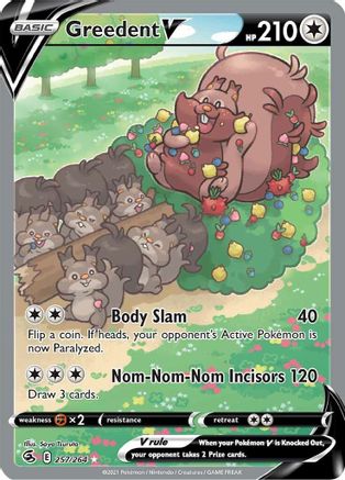Greedent V (Alternate Full Art) 257/264  - Holofoil SWSH08 Fusion Strike - Ultra Rare