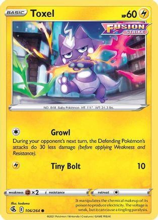 Toxel (106) 106/264  - Reverse Holofoil SWSH08 Fusion Strike - Common