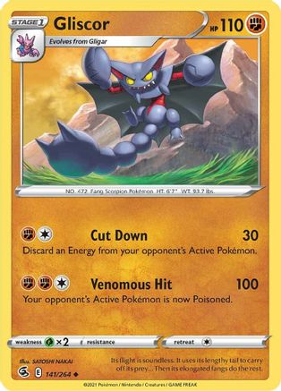 Gliscor 141/264  - Reverse Holofoil SWSH08 Fusion Strike - Uncommon