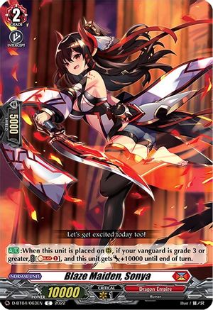 Blaze Maiden, Sonya (D-BT04/063EN) - D-BT04: Awakening of Chakrabarthi