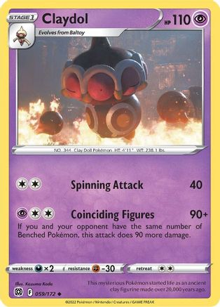 Claydol 059/172  - Reverse Holofoil SWSH09 Brilliant Stars - Uncommon