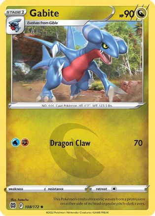 Gabite 108/172  - Reverse Holofoil SWSH09 Brilliant Stars - Uncommon