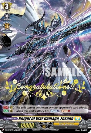 Knight of War Damage, Fosado (Hot Stamped) (BSF2022/VGD03EN 2022) - Bushiroad Event Cards