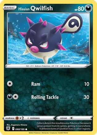Hisuian Qwilfish (88) 088/189  - Reverse Holofoil SWSH10 Astral Radiance - Common