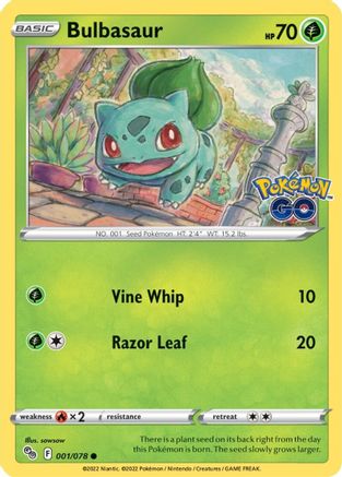 Bulbasaur 001/078  Pokemon GO - Common