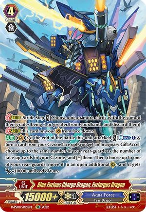 Blue Furious Charge Dragon, Furiargus Dragon (SR) (D-PS01/SR21EN) - D-PS01: P Clan Collection 2022