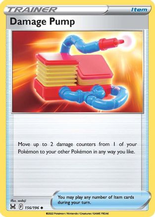 Damage Pump 156/196  - Reverse Holofoil SWSH11 Lost Origin - Uncommon