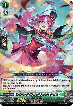 Budding of Pleasant Sounds, Gracia (Foil) (D-TD01/003EN-R) - D-TD01: Urara Haneyama -Bandmaster of Blossoming Bonds-