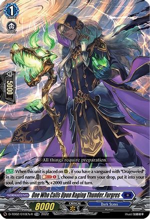 One Who Calls Upon Raging Thunder, Furgres (Foil) (D-TD02/010EN-R) - D-TD02: Michiru Hazama -Demonic Jewel Dragon of the Four Flames-