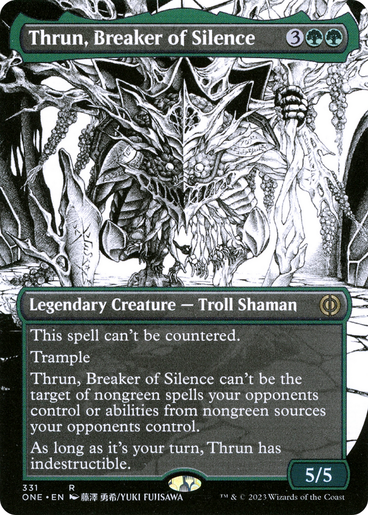 Thrun, Breaker of Silence (Borderless) (ONE-331) - Phyrexia: All Will Be One: (Showcase) (Borderless) Foil