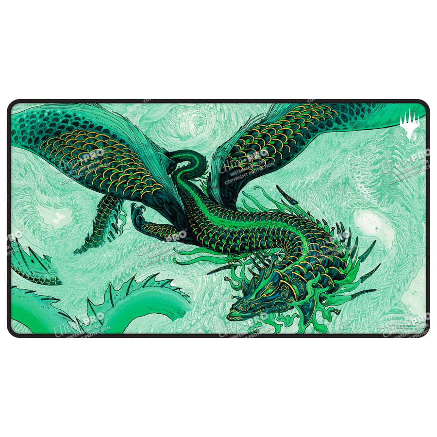 Playmat: MTG- Tarkir Dragonstorm-Teval, Arbiter of Virtue Black Stitched Playmat