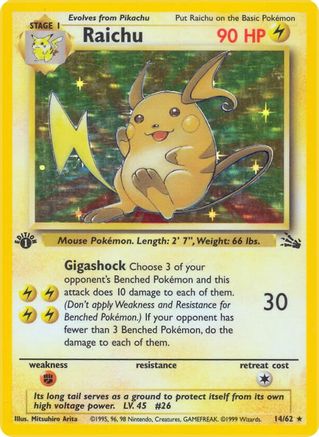 Raichu (14) 014  - 1st Edition Holofoil Fossil - Holo Rare