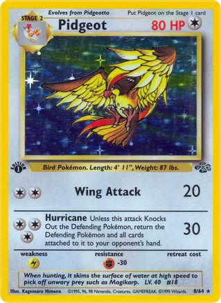 Pidgeot (8) 008  - 1st Edition Holofoil Jungle - Holo Rare