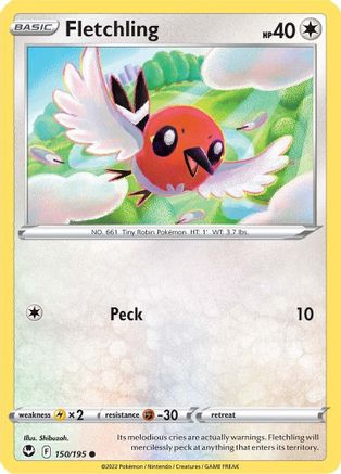 Fletchling 150/195  - Reverse Holofoil SWSH12 Silver Tempest - Common